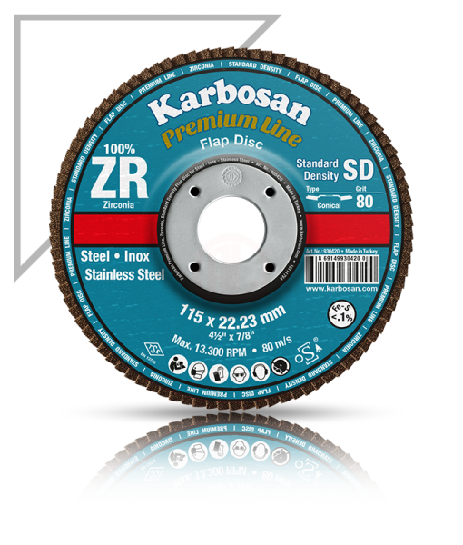 Karbosan Premium Line Zirkonyum Standart Yoğunluk Flap Disk Düz 115 mm 40 Kum - KAR983410