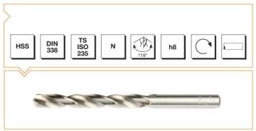 MTE Silindirik Saplı Kısa Metal Matkap Ucu HSS DIN 338 RN Taşlanmış 4,0x75 mm