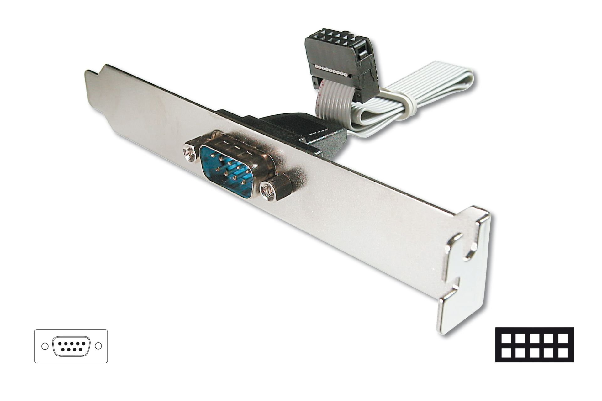 Assmann Seri Tip Slot Bracket Bağlantı Kablosu, D-Sub9 Erkek - Idc 2X5Pin Dişi, 0.25 Mt, Ul, Bej Renk