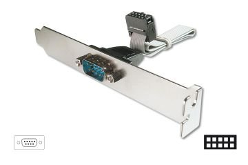 Assmann Seri Tip Slot Bracket Bağlantı Kablosu, D-Sub9 Erkek - Idc 2X5Pin Dişi, 0.25 Mt, Ul, Bej Renk