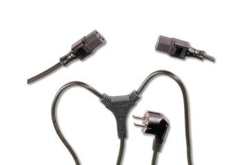 Assmann Y Güç Kaynağı Kablosu, Schuko Erkek - 2X C13 Dişi, 1.7 Mt (Mains Splitter Cable, Schuko Plug - 2X C13 Jack, 1.7 Mt, H05Vv-F3G 1.0Qmm/0.75)