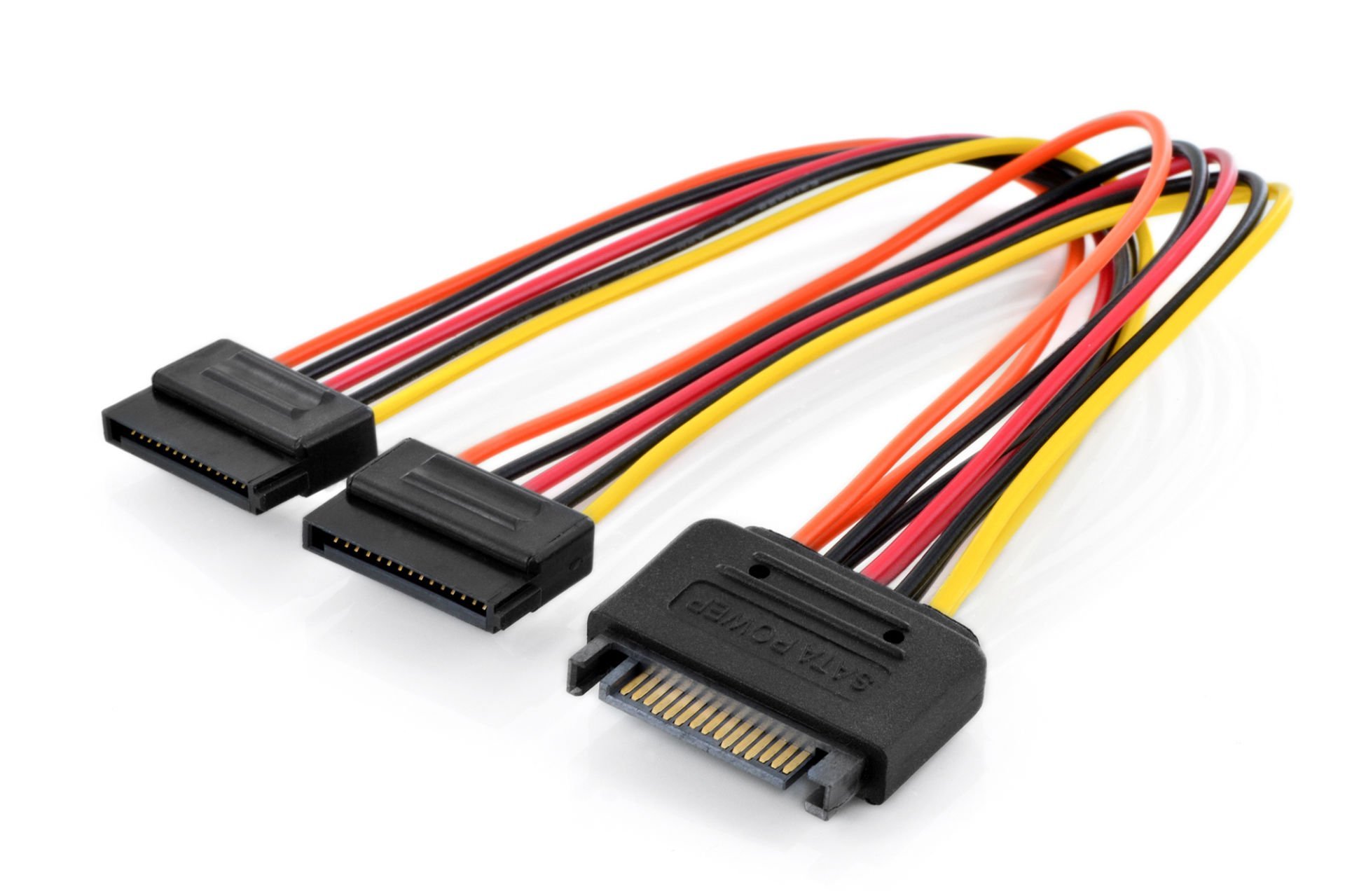 Assmann Dahili Y-Güç Kaynağı Kablosu, Erkek/Dişi/Dişi, 0.3 Mt,Sata 15-Pin - 2 X Sata 15-Pin Internal Y-Power Supply Cable M/F/F, 0.3M, Sata 15-Pin - 2X Sata 15-Pin