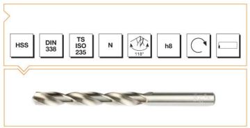 MTE Silindirik Saplı Kısa Metal Matkap Ucu HSS DIN 338 RN Taşlanmış 8,0x117 mm