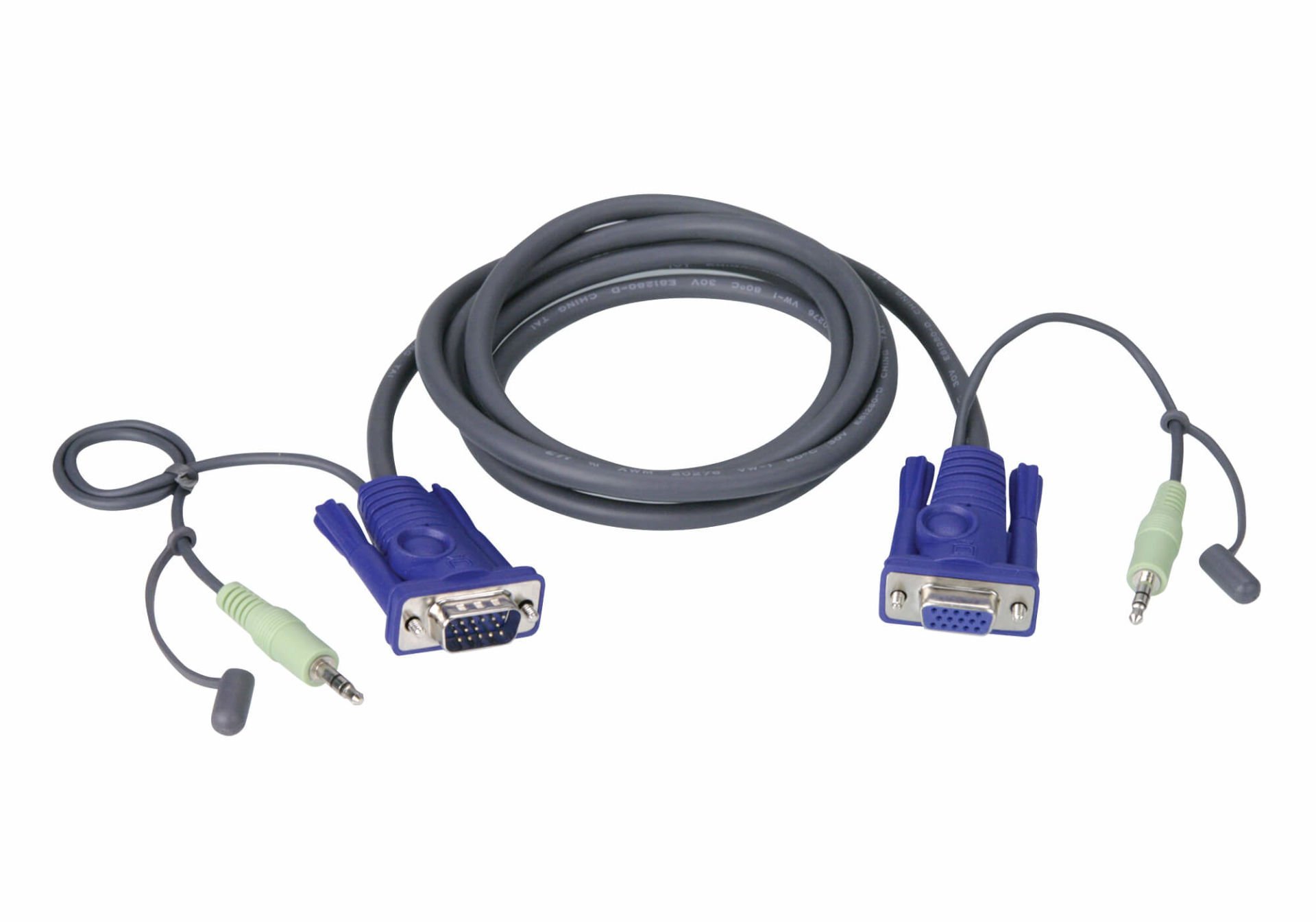 Aten Vga Kablosu, 1 X Hdb-15 Erkek (Vga Monitör), 1 X Mini Stereo Fiş (Hoparlör) 1 X Hdb-15 Dişi (Kvm Port), 1 X Mini Stereo Fiş (Hoparlör), 1.8 Mt