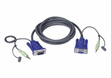 Aten Vga Kablosu, 1 X Hdb-15 Erkek (Vga Monitör), 1 X Mini Stereo Fiş (Hoparlör) 1 X Hdb-15 Dişi (Kvm Port), 1 X Mini Stereo Fiş (Hoparlör), 1.8 Mt