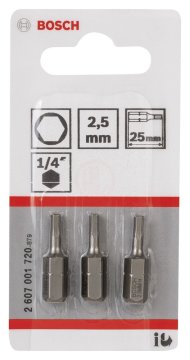 Bosch Vidalama Ucu Extra Hard HEX2,5 mm (3 Adet) - 2607001720