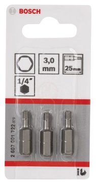 Bosch Vidalama Ucu Extra Hard HEX3x25 mm (3 Adet) - 2607001722