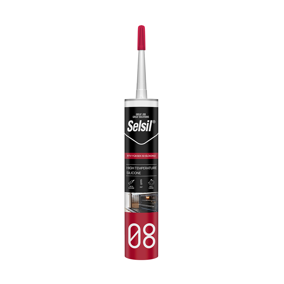 Selsil RTV Yüksek Isı Silikonu 280 ml Kırmızı (255°C)