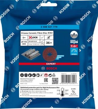 Bosch X-Lock Fiber Zımpara Diski Expert Prisma Ceramic R781 115 mm 36 Kum (5 Adet) - 2608621779