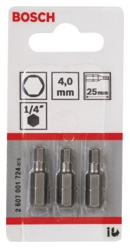 Bosch Vidalama Ucu Extra Hard HEX4x25 mm (3 Adet) - 2607001724
