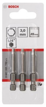 Bosch Vidalama Ucu Extra Hard HEX3x49 mm (3 Adet) - 2607001732