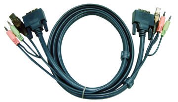 Aten Usb Kvm (Keyboard/Video Monitor/Mouse) Switch İçin Kablo, 1.80 Mt, 1 X Klavye / Mouse Usb A Erkek, 2 X Hoparlör Ve Mikrofon Audio Plug, 1 X Monitör Dvı-D Erkek (Single Link) 1 X Klavye / Mouse Usb B Erkek, 2 X Hoparlör Ve Mikrofon Audio Plug, 1