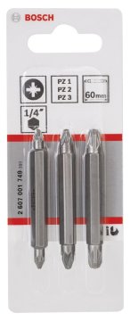 Bosch Vidalama Ucu Çift Taraflı Extra Hard Set PZ11/22/33x60 mm (3 Parça) - 2607001749