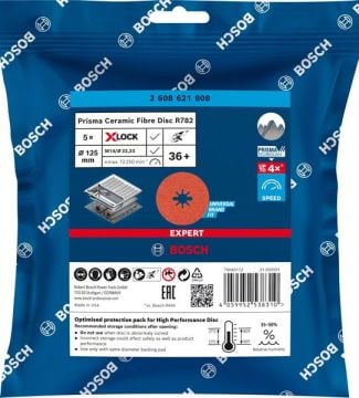 Bosch X-Lock Fiber Zımpara Diski Expert Prisma Ceramic R782 125 mm 36 Kum (5 Adet) - 2608621808