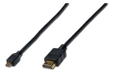 Assmann Hdmı High Speed With Ethernet Bağlantı Kablosu (Hdmı 1.4), 2160P, 4K, Hdmı Tip D (Mikro) Erkek - Hdmı Tip A Erkek, 1 Mt, Cu, Awg30, 3X Zırhlı, Ul, Altın Kaplama, Siyah Renk
