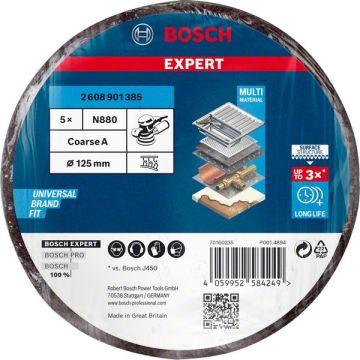 Bosch Fiber Disk Expert N880 Keçe Disk 125 mm 100 Kum (5 Adet) - 2608901385