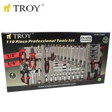 Troy 21910 Profesyonel Lokma - Anahtar - Alet Seti (110 Parça, Metrik)