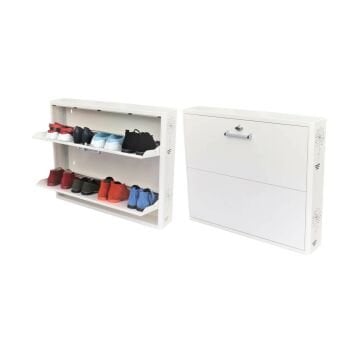 Akşan Ayakkabı Dolabı Beyaz 2 Kapak 8 Çift