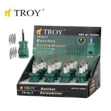 Troy 22004 Bits Uçlu Topaç Tornavida Seti, (Standlı, 12 Adet)