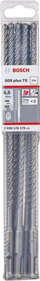 Bosch SDS Plus-7X Kırıcı Delici Uç 6,5x265 mm (10 Adet) - 2608576179