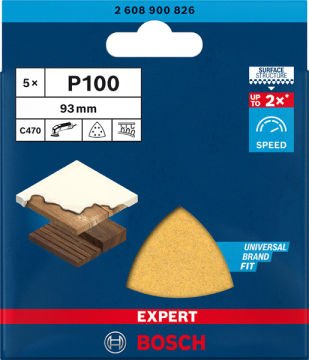 Bosch Expert Zımpara Kağıdı C470 93x93M 100 Kum 6 Delikli 5 Li Paket - 2608900826