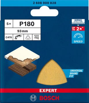 Bosch Expert Zımpara Kağıdı C470 93x93M 180 Kum 6 Delikli 5 Li Paket - 2608900828