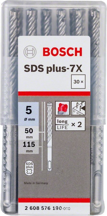 Bosch SDS Plus-7X Kırıcı Delici Uç 5,0x115 mm (30 Adet) - 2608576190