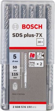 Bosch SDS Plus-7X Kırıcı Delici Uç 5,0x115 mm (30 Adet) - 2608576190