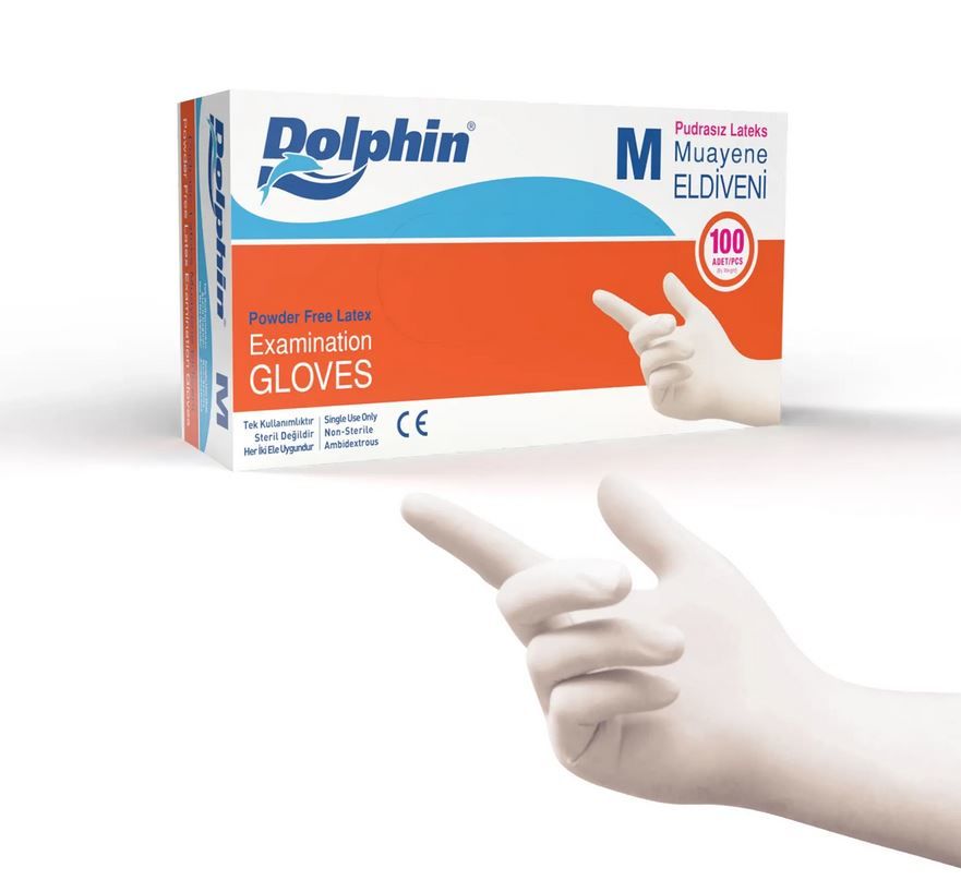 Dolphin Pudrasız Lateks Eldiven Beyaz M (1 Paket/100 Adet)