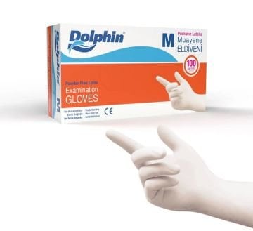 Dolphin Pudrasız Lateks Eldiven Beyaz M (1 Paket/100 Adet)