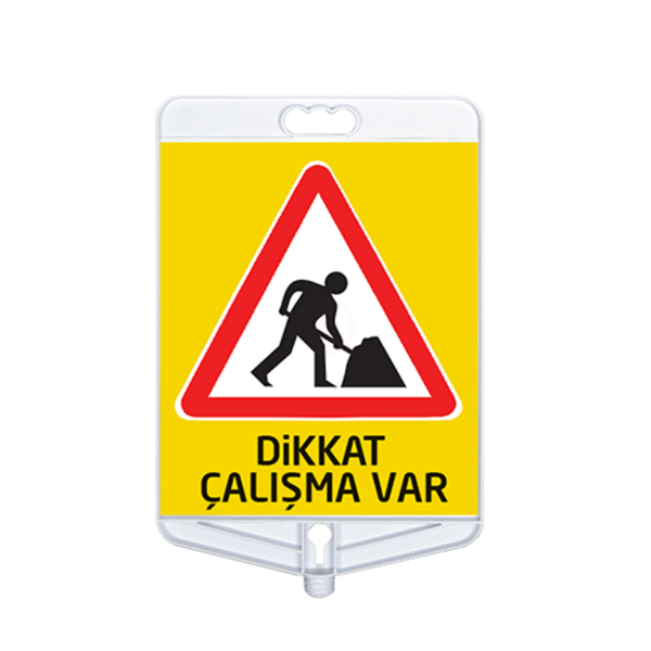 MFK Plastik Dikkat Çalışma Var Tabelası 35x41 Cm Beyaz Çift Taraflı - MFK9305