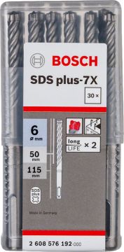 Bosch SDS Plus-7X Kırıcı Delici Uç 6,0x115 mm (30 Adet) - 2608576192