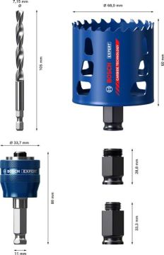 Bosch Delik Açma Testeresi Expert PC-Plus eHD Seti 68 mm - 2608900450