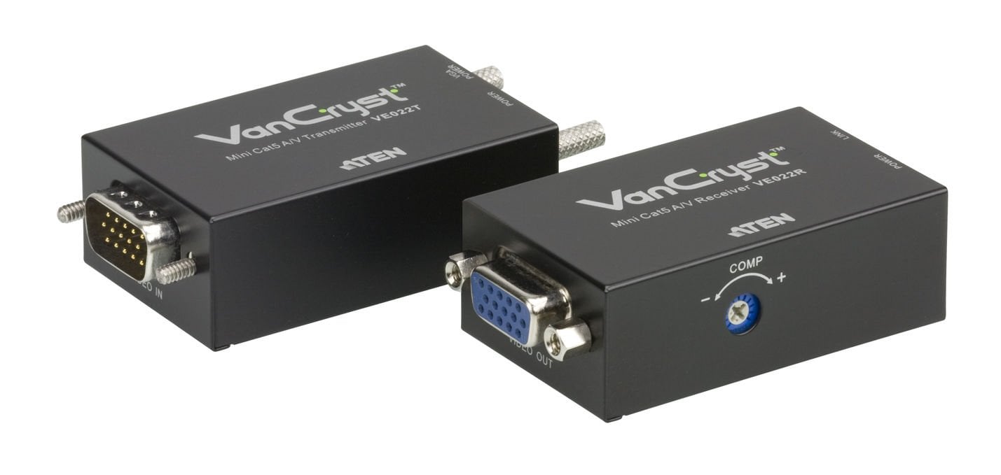Aten Mini Cat 5 Ses/ Vga Görüntü Sinyali Uzatma Cihazı, 150 Mt (Mini Cat 5 A/V Extender)
