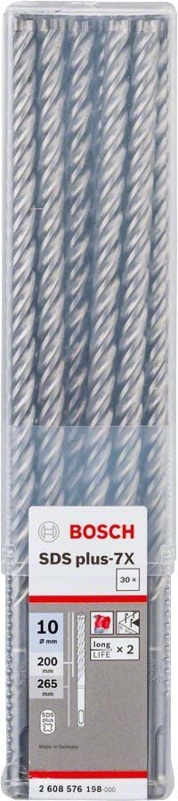 Bosch SDS Plus-7X Kırıcı Delici Uç 10,0x265 mm (30 Adet) - 2608576198