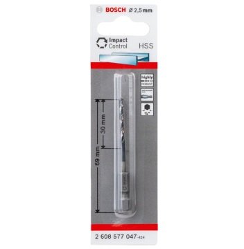 Bosch Metal Matkap Ucu Impact Control HSS Altıgen Şaft 2,5x69 mm - 2608577047