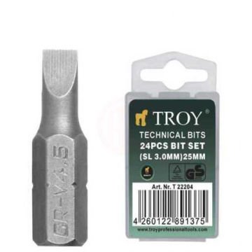 Troy 22205 Bits Uç Seti (Düz 4,0x25mm, 24 Adet)