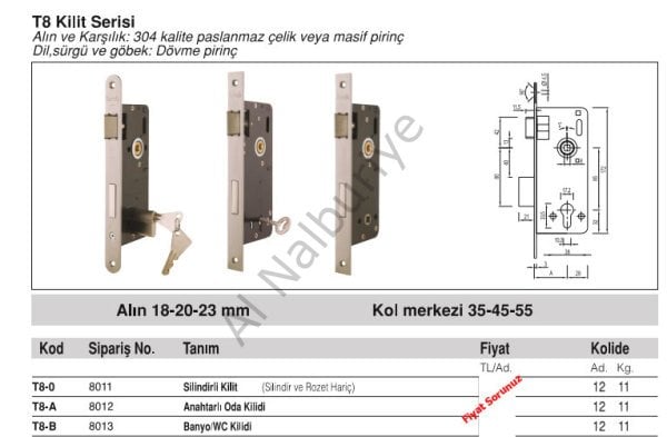 Özruh 55 MM SATEN PASLANMAZ ANAHTARLI GÖMME KİLİT - T8AK55