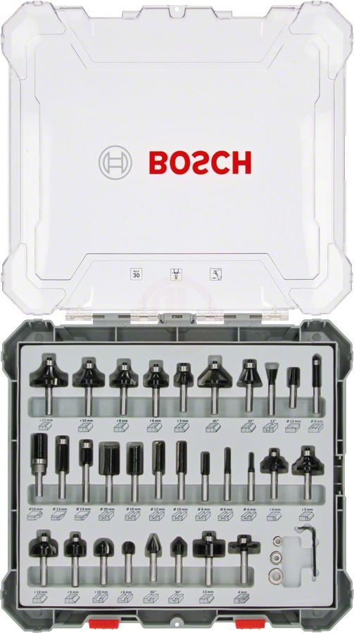 Bosch Freze Ucu Pro Set 8 mm Şaftlı Karışık (30 Parça) - 2607017475