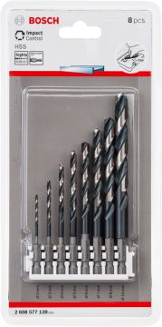 Bosch Metal Matkap Ucu Impact Control HSS Altıgen Şaft Set Click (8 Parça) - 2608577139