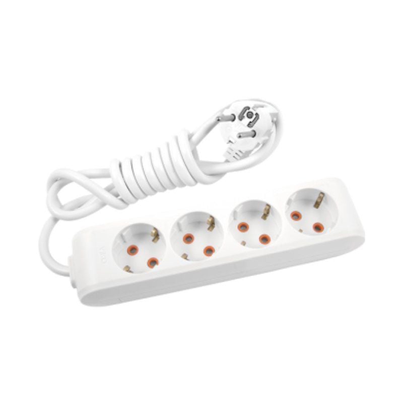 Viko Multi-Let Dörtlü Priz Topraklı Kablolu Çarpma Karşıtı Örtücü 2 Mt Beyaz