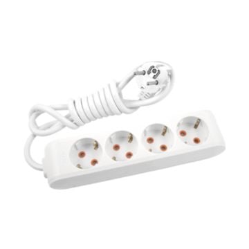 Viko Multi-Let Dörtlü Priz Topraklı Kablolu Çarpma Karşıtı Örtücü 2 Mt Beyaz