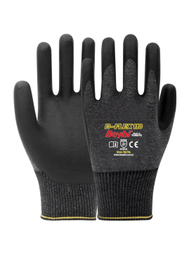Beybi B-Flex110 Köpük Nitril Kaplı Likralı Örme Eldiven Siyah No 9