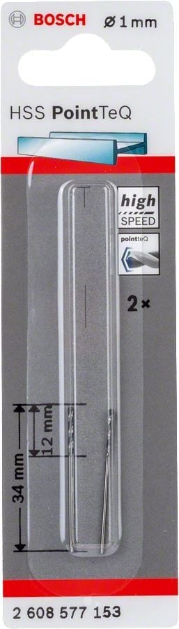 Bosch Metal Matkap Ucu HSS PointTeQ (DIN 338) 1,0 mm (2 Adet) - 2608577153