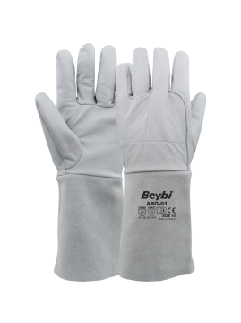 Beybi Argon Kaynakçı Deri İş Eldiveni Uzun Konç