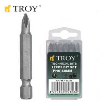 Troy 22222 Bits Uç Seti (PH2x50mm, 12Adet)