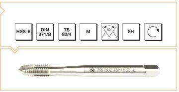MTE Metrik Normal Vidalı Eğik Ağız Bilemeli Makina Kılavuzu HSS-E DIN 371/B (6H) M5 x 70 mm