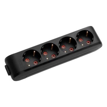 Viko Multi-Let Dörtlü Priz Topraklı Klemensli Çarpma Karşıtı Örtücü Siyah