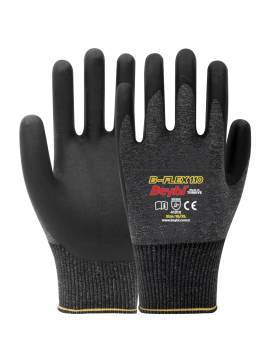 Beybi B-Flex110 Köpük Nitril Kaplı Likralı Örme Eldiven Siyah No 10
