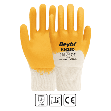 Beybi KN250 Pamuk Nitril Eldiven Sarı No 10